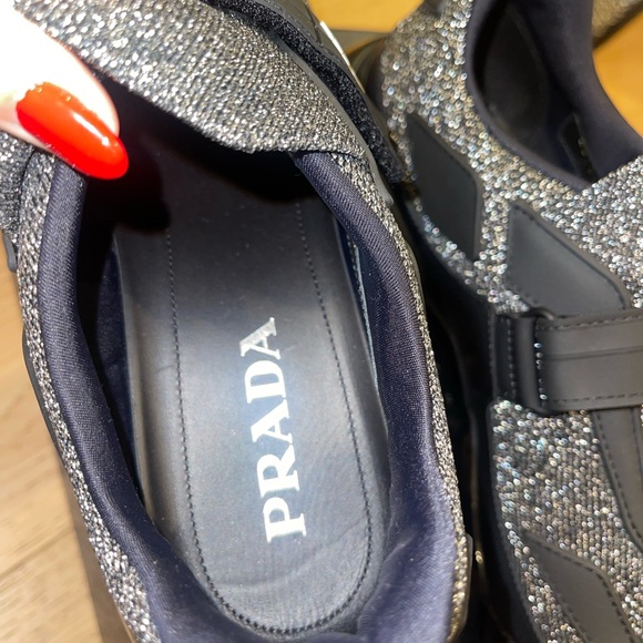 Prada Cloudbust Glitter Low-top Mesh Trainers - Picture 7 of 8